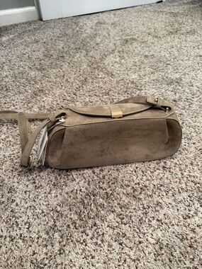 Suede Shoulder Bag in Taupe - Elegant Crossbody Style new with tags